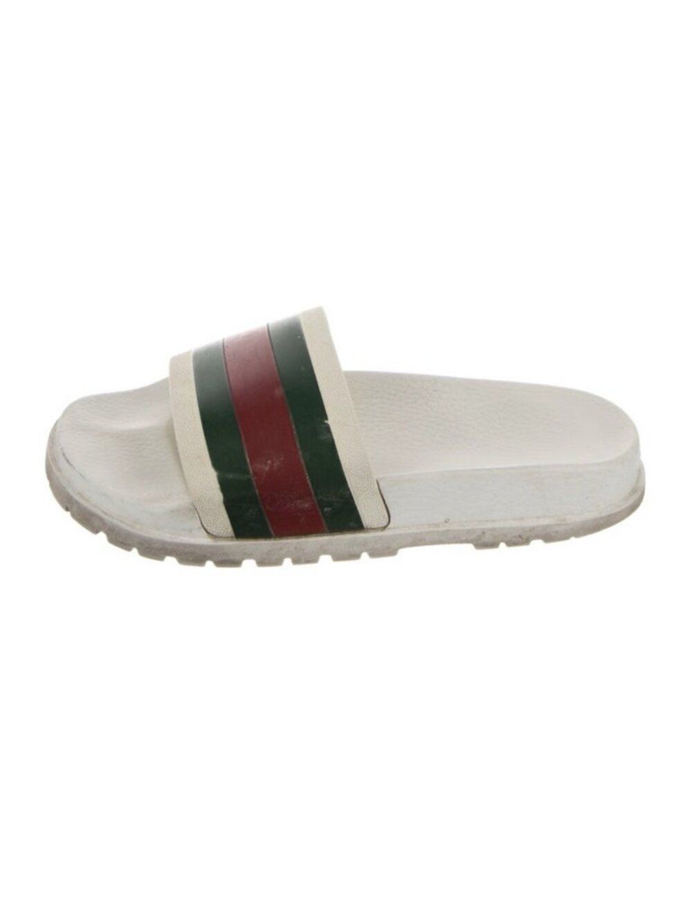 Gucci Authentic Rubber Men’s White Green Red Slides Sandals 8